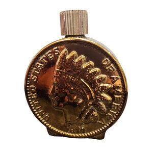 Vintage 1970's Avon Tribute After Shave, Bronze Indian Head Penny Bottle w/ Cap